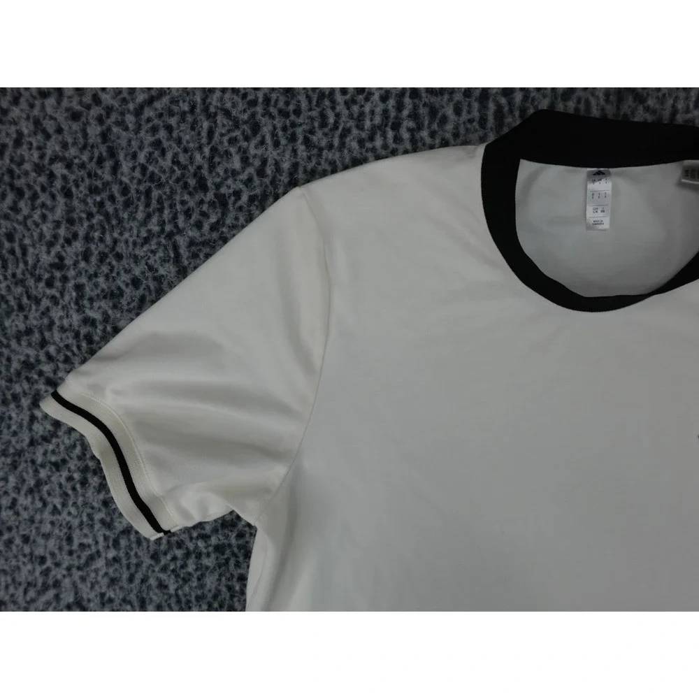 Adidas Mens Performance T-Shirt White Black JC6742 Large Short‎ Sleeve Crew Neck